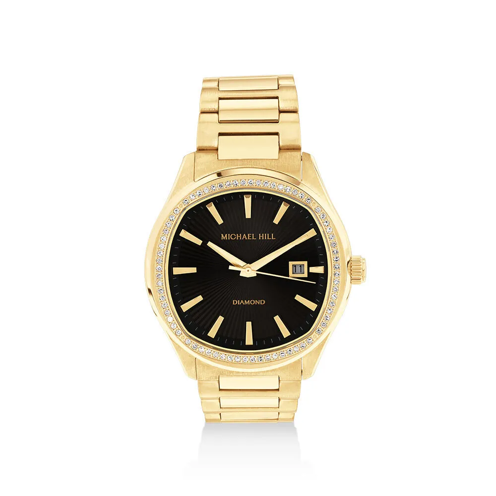 Michael Hill Men s 0.60 Carat TW Diamond Quartz Yellow Gold Tone