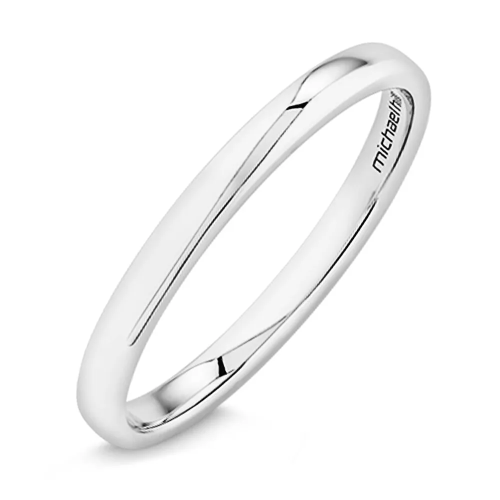 Michael Hill 2mm High Domed Wedding Band 18kt White Gold The Pen