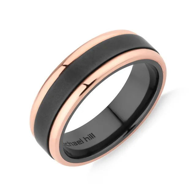 Michael Hill 7mm Ring in 10kt White Gold Black Titanium
