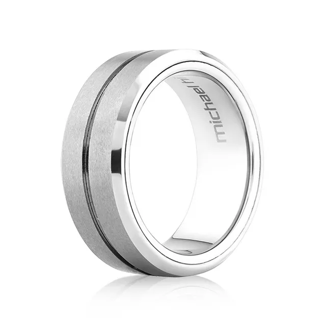 Michael Hill 6mm Black Titanium Ring with Enhanced Black Diamonds