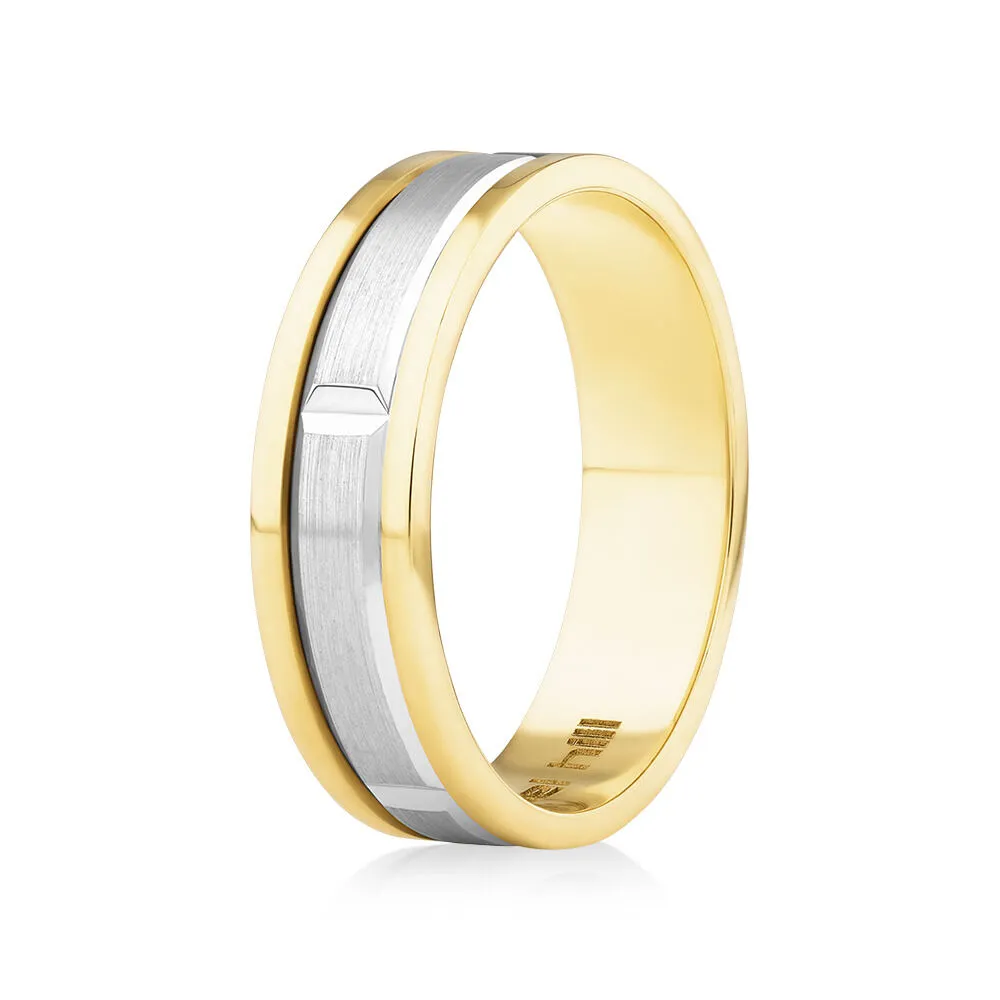 Michael Hill Men s Wedding Band in 10kt Yellow White Gold