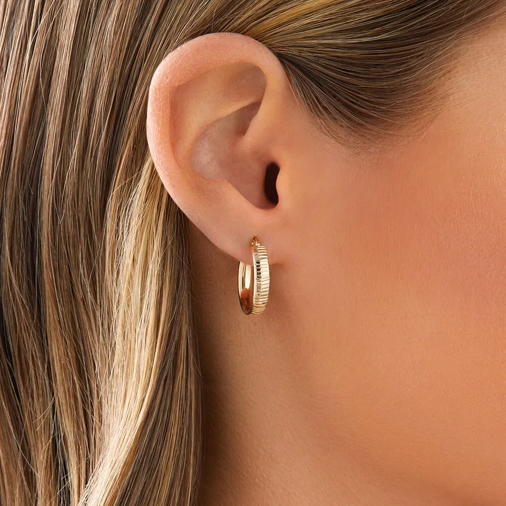 Michael Hill 15mm Diamond Cut Hoop Earrings In 10kt Yellow Gold