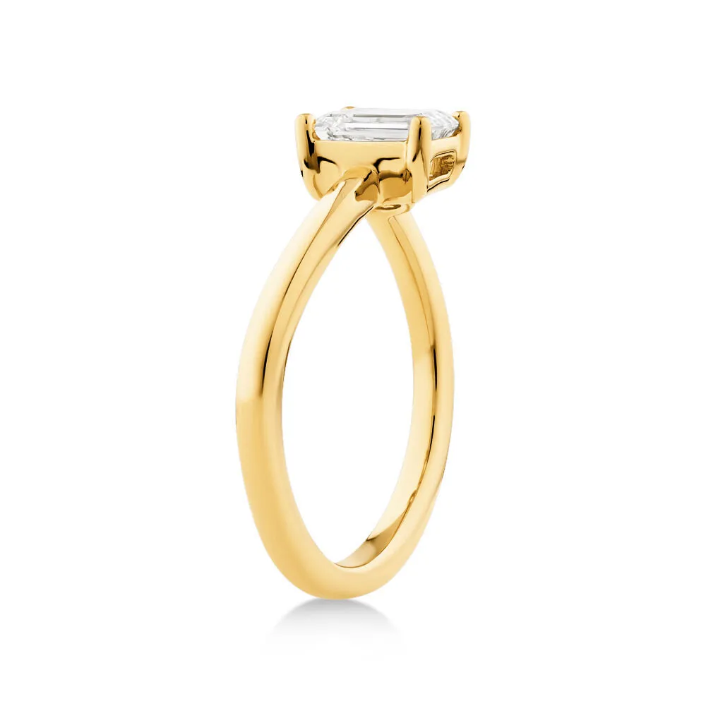 Emerald cut diamond online ring michael hill