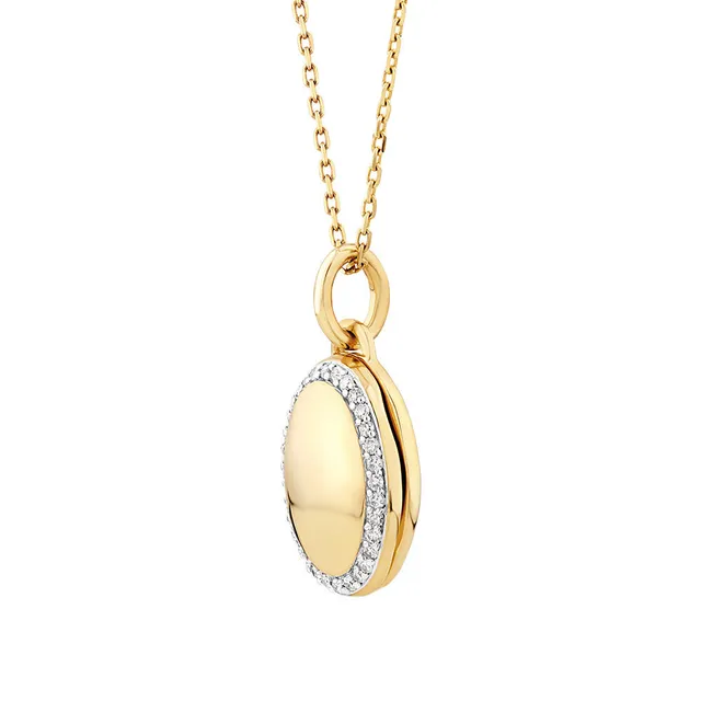 Michael Hill Diamond Outline Oval Locket in 10kt Yellow Gold The