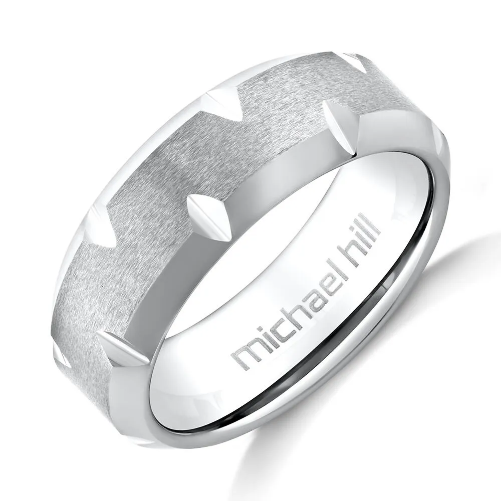 Tungsten sapphire mens shop ring