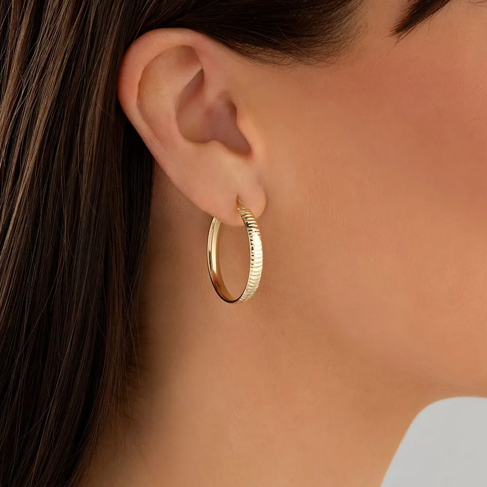 Michael Hill 25mm Diamond Cut Hoop Earrings In 10kt Yellow Gold