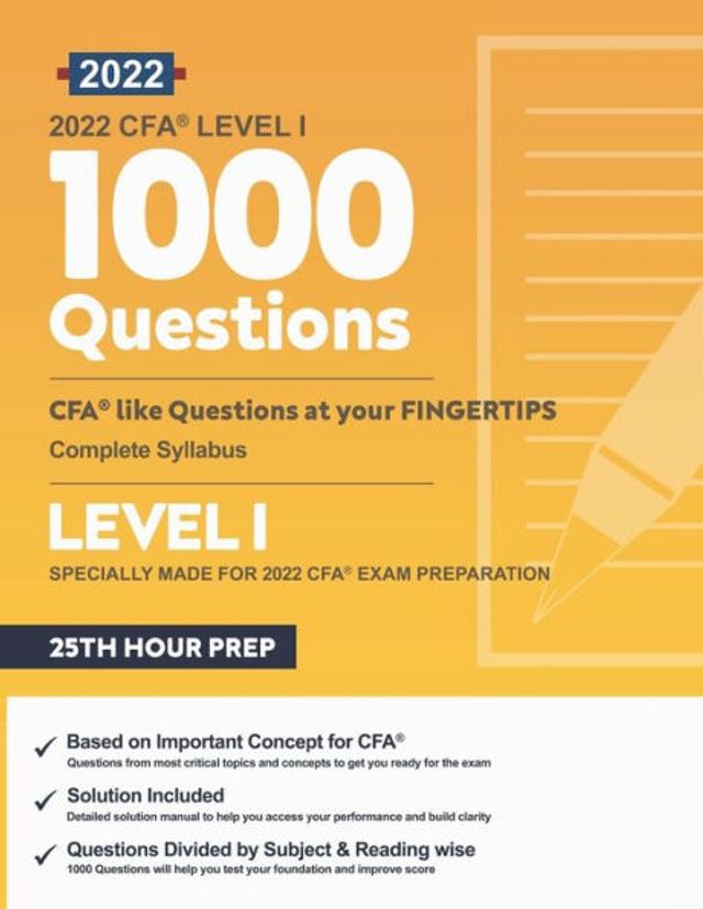 Barnes and Noble 2022 CFA Level 1: Critical 1000 Questions for