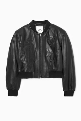 Cos OVERSIZED APPLIQUÉD LEATHER BOMBER JACKET | King's Cross