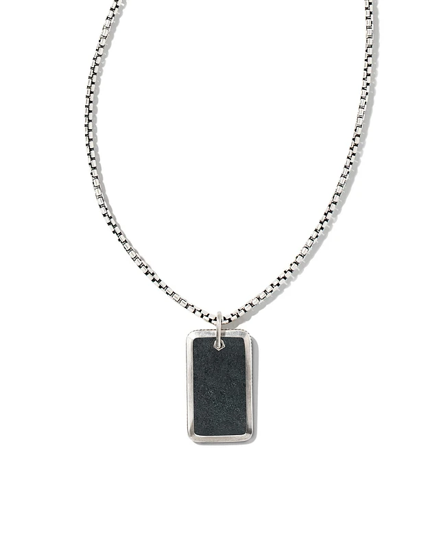 Kendra Scott Men's Oxidized Sterling Silver Dog Tag Necklace in