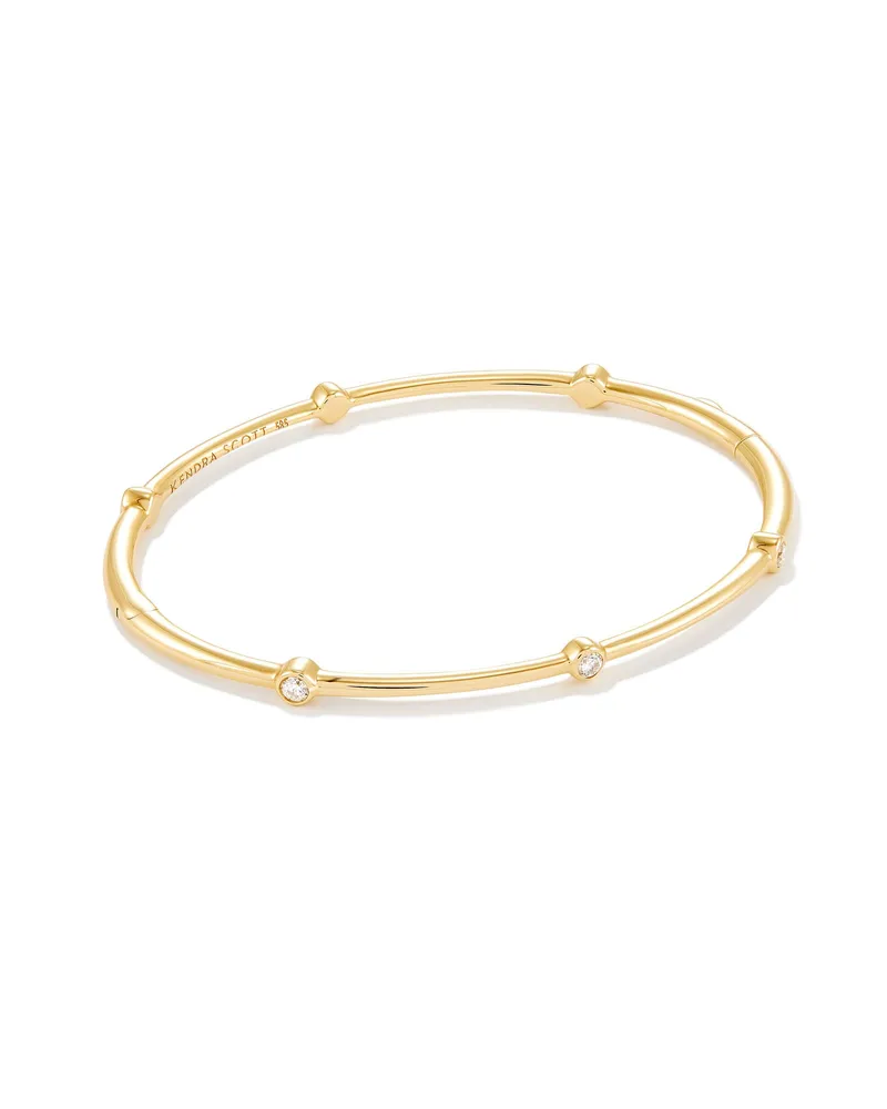 Kendra Scott Audrey 14k Gold Bangle Bracelet White Diamonds The
