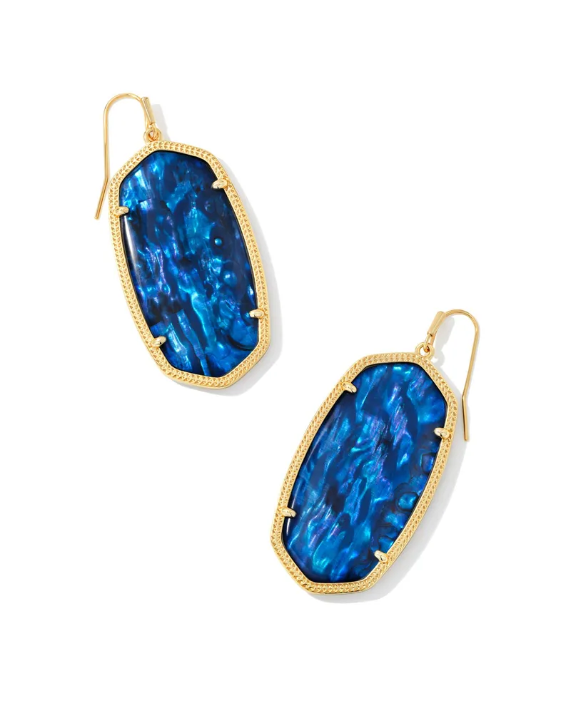 Kendra Scott Danielle Gold Statement Earrings in Navy Abalone