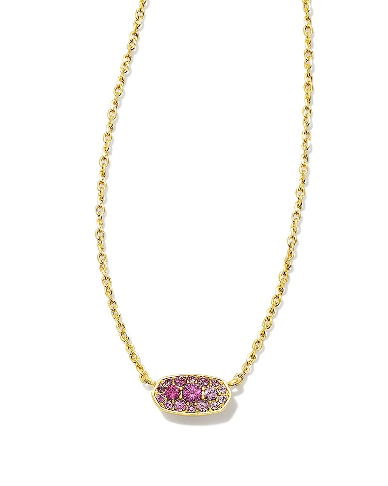 Kendra Scott Grayson Gold Crystal Pendant Necklace in Pink