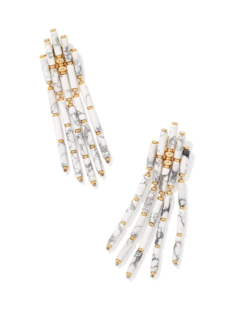 Kendra Scott Ember Gold Statement Earrings in White Howlite The