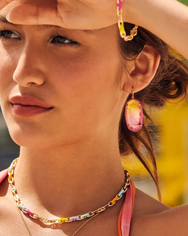 Kendra Scott Bailey Gold Chain Necklace in Rainbow Multi Mix The