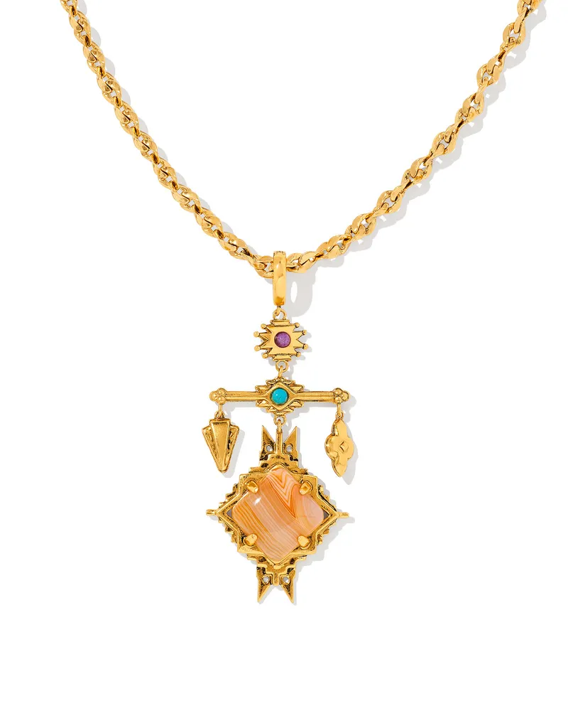 Kendra Scott Cass Vintage Gold Large Long Pendant Necklace in