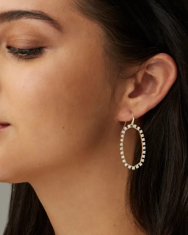 Elle gold open frame crystal drop earrings in multi crystal hotsell