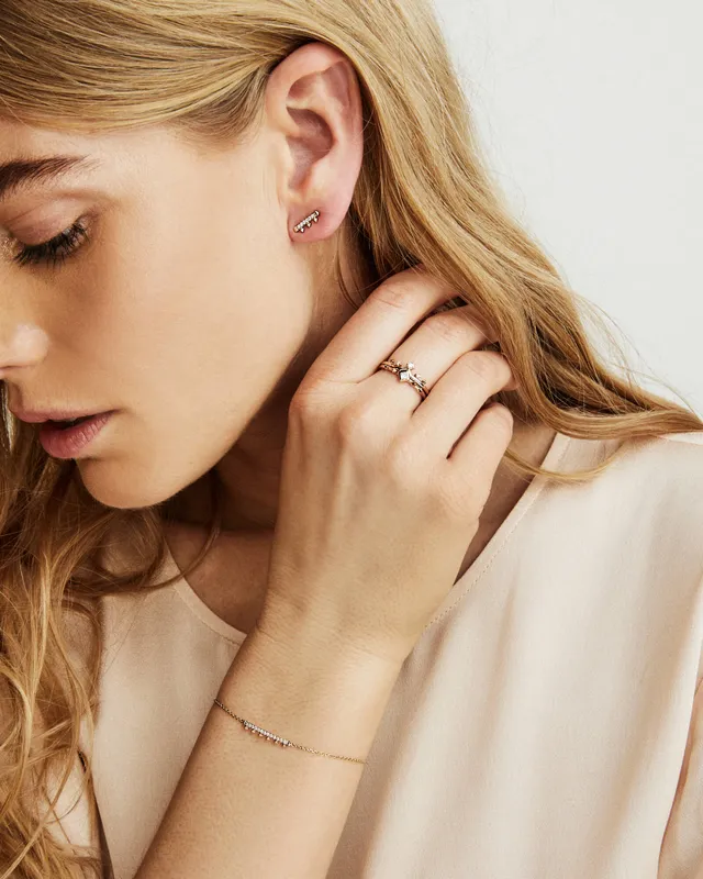 Kendra Scott Michelle 14k Yellow Gold Band Ring White Diamond