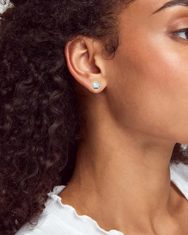 Kendra Scott Davie Gold Stud Earrings in Dichroic Glass The