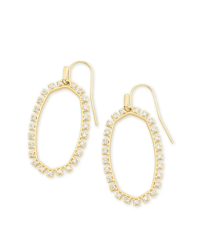 Elle gold open frame crystal drop earrings in multi outlet crystal