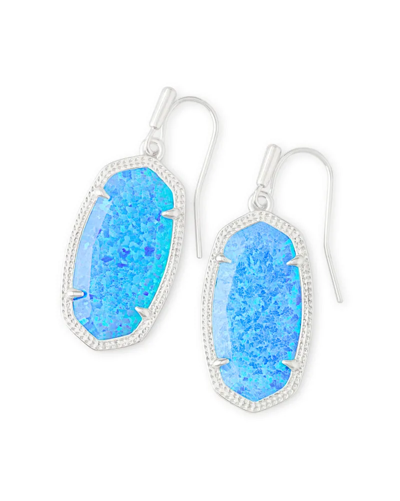 Kendra Scott Dani Silver Drop Earrings in Ocean Kyocera Opal The
