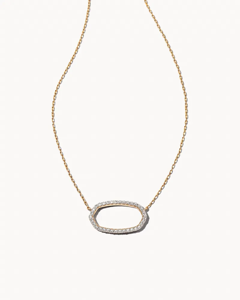 Kendra Scott Elisa 14k Gold Open Frame Pendant Necklace in White