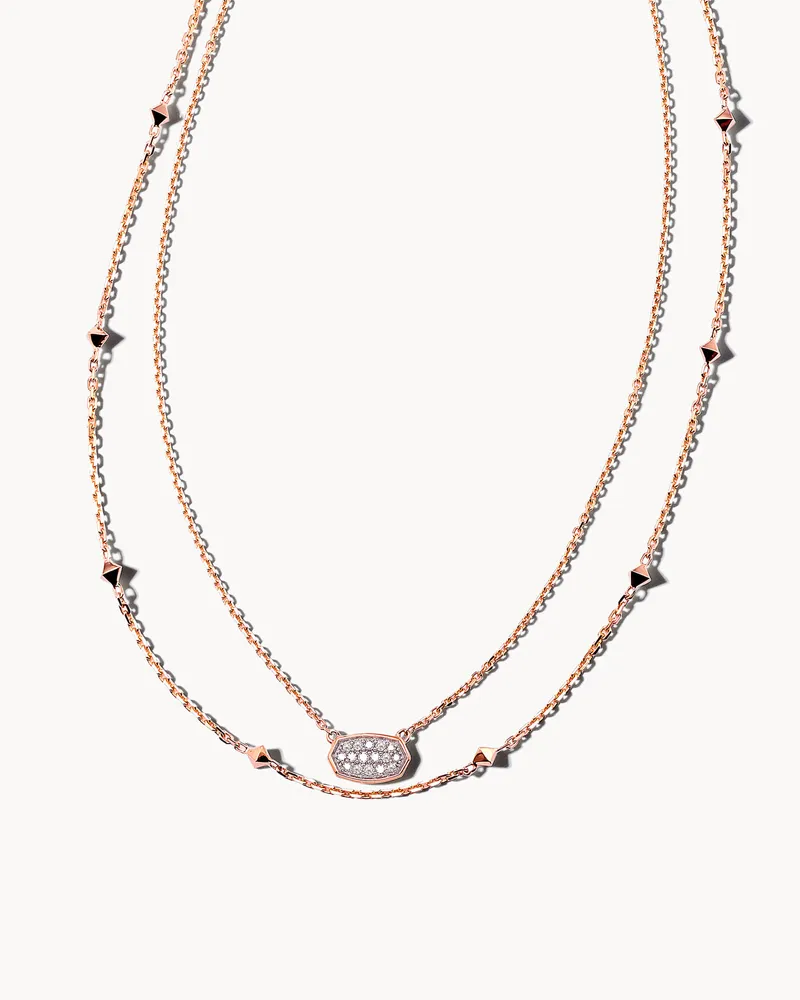 Kendra Scott Marisa 14k Rose Gold Multi Strand Necklace in White