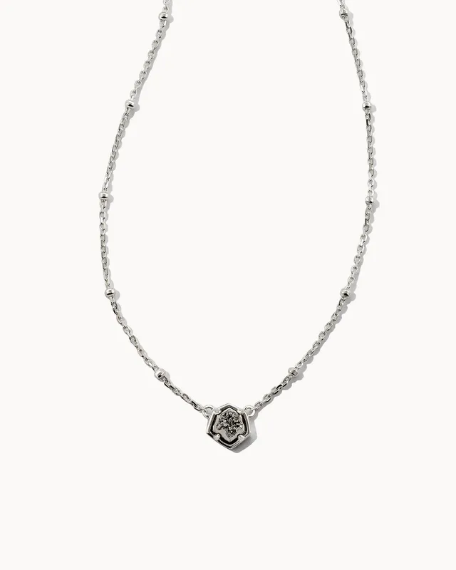 Kendra scott elisa silver pendant necklace in platinum drusy top
