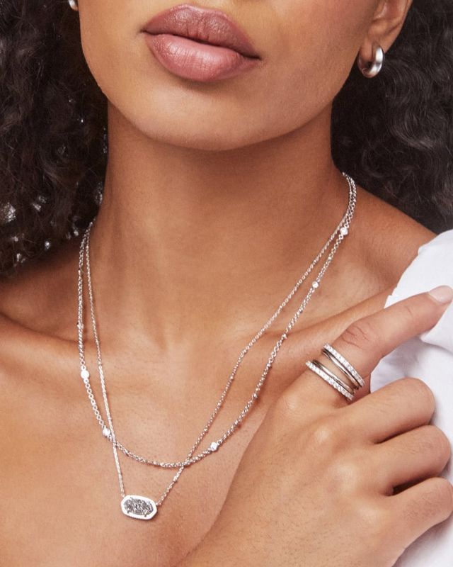 Elisa silver pendant deals necklace in blue drusy
