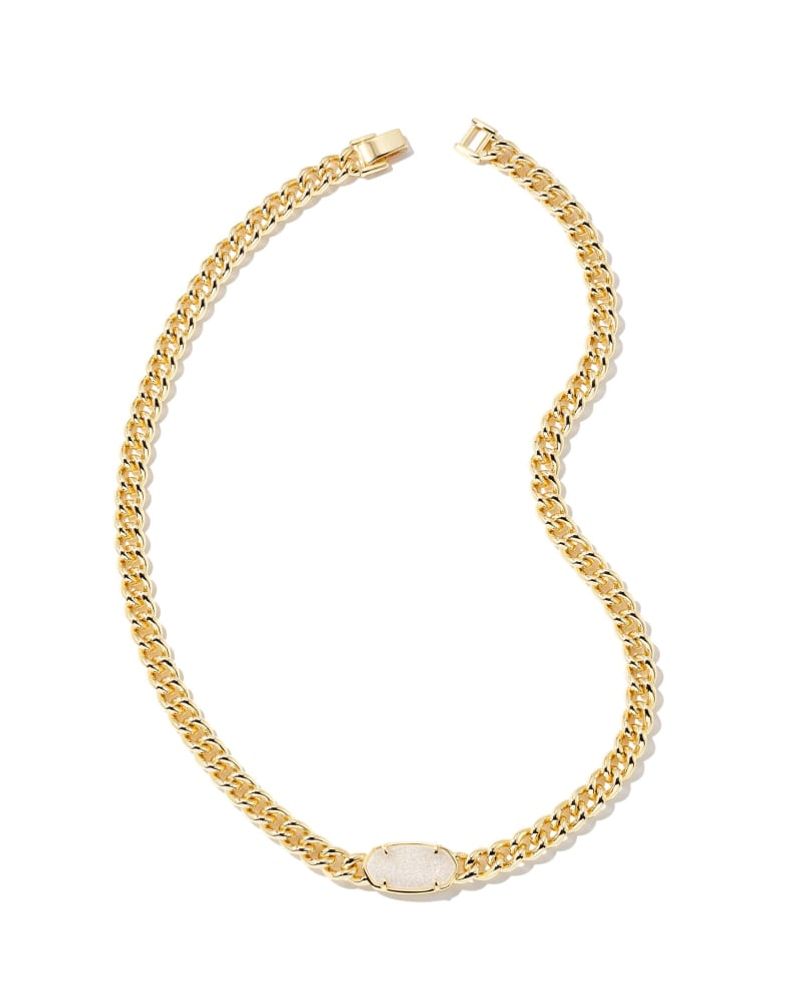 Elisa gold multi strand necklace in iridescent drusy discount