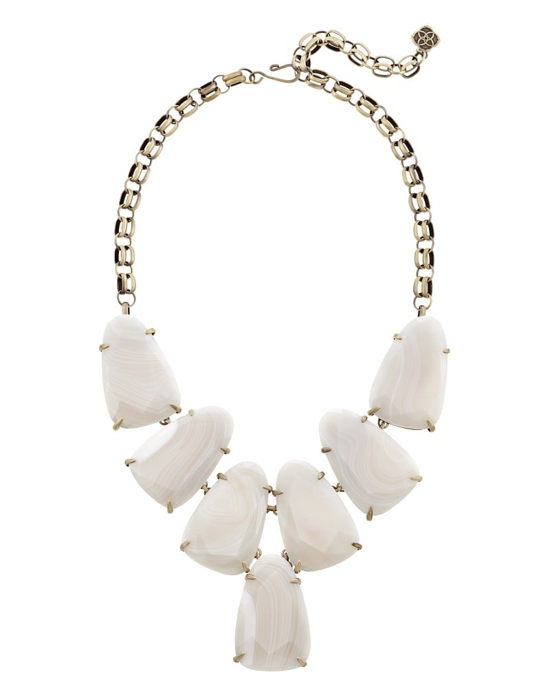 Kendra Scott Harlow Statement Necklace in White Banded Agate The