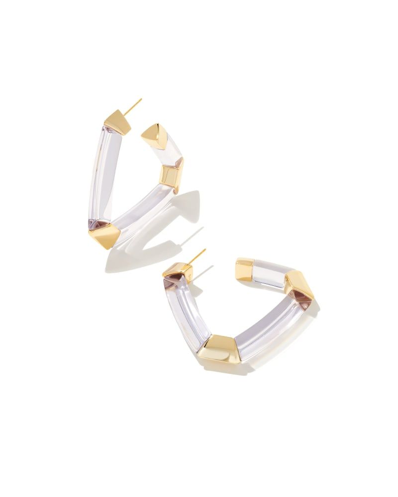 Kendra Scott Arden Gold Statement Hoop Earrings in Clear The