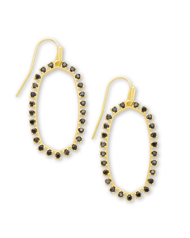 Kendra Scott Elle Open Frame Crystal Drop Earrings in Gold The