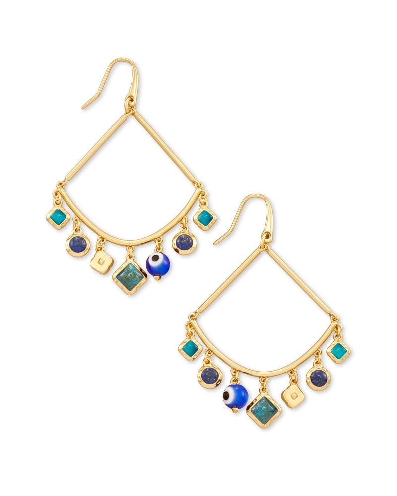 Kendra Scott Gemma Gold Drop Earrings in Teal Mix Bethesda Row
