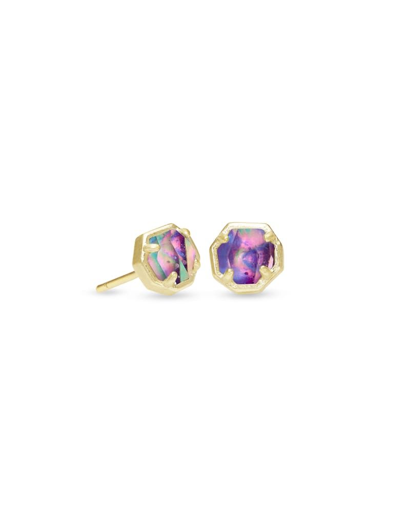 Kendra Scott Nola Gold Stud Earrings in Lilac Abalone Bethesda Row