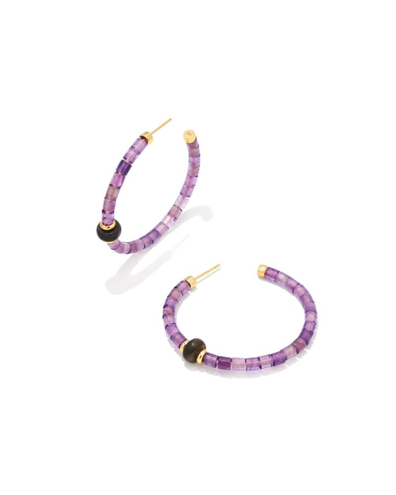 Kendra Scott Insley Gold Hoop Earrings in Amethyst The Summit