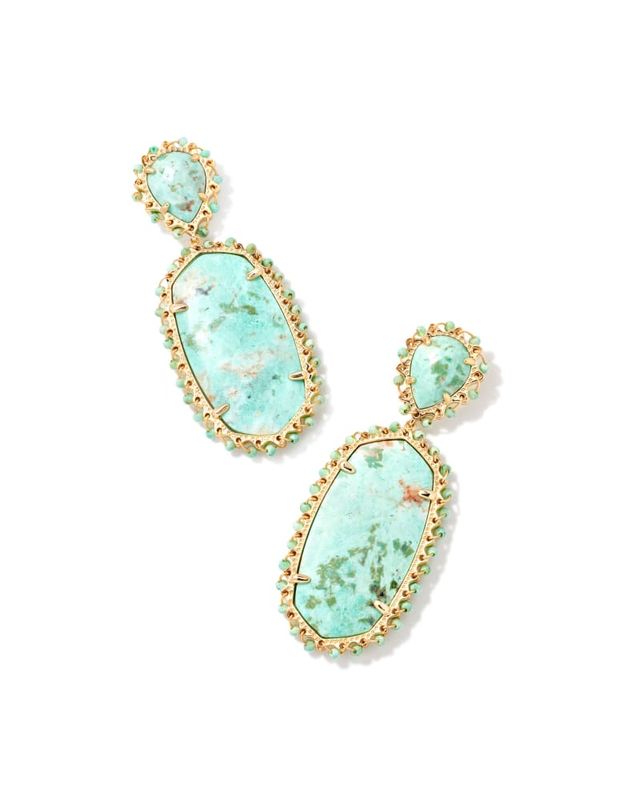 Kendra Scott Parsons Gold Statement Earrings in Sea Green
