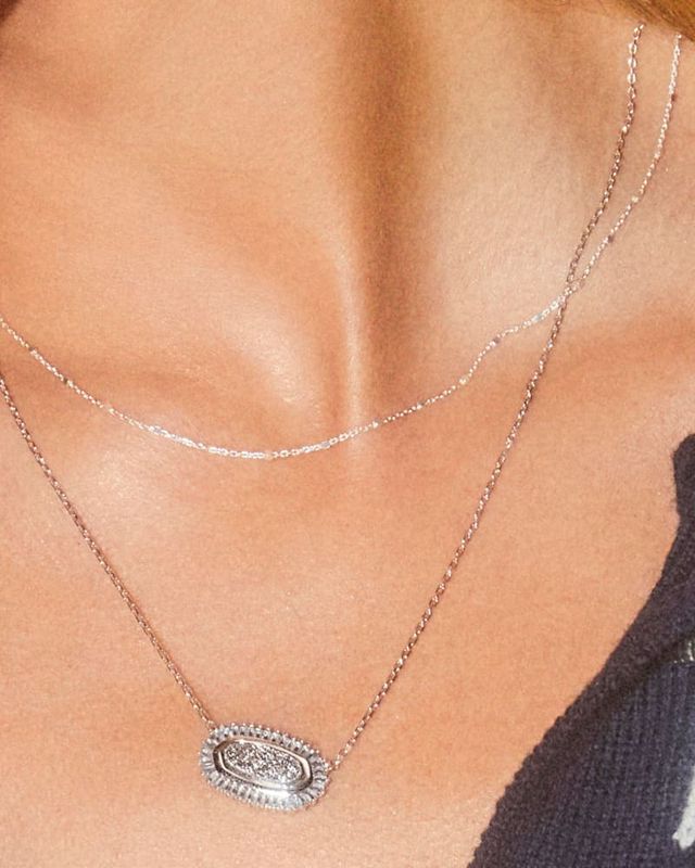 Kendra Scott Elisa Enamel Frame Silver Short Pendant Necklace | Dillard's