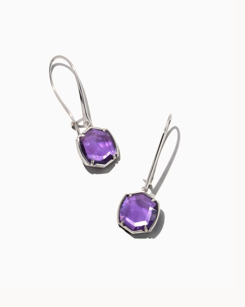 Kendra Scott Davis Silver Drop Earrings in Purple Mica The