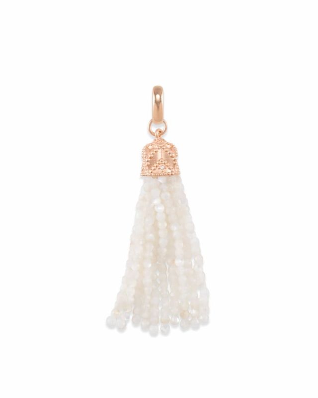 Kendra Scott Beaded Gold Tassel Charm in Ivory Pearl The Summit