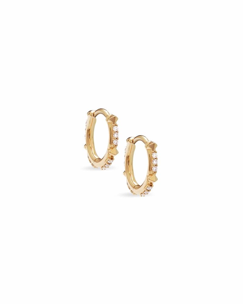 Kendra Scott Jett 14k Yellow Gold Huggie Earrings in Diamond The