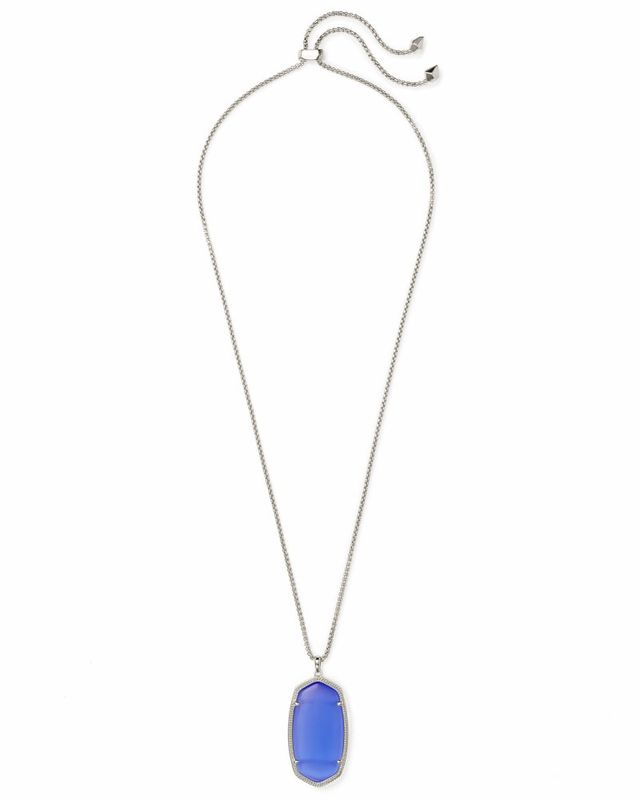 Kendra Scott Reid Silver Long Pendant Necklace In Periwinkle Cats