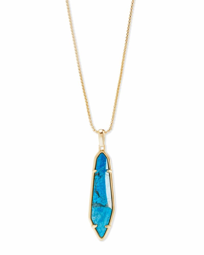 Kendra Scott Cassidy Gold Pendant Necklace In Aqua Howlite