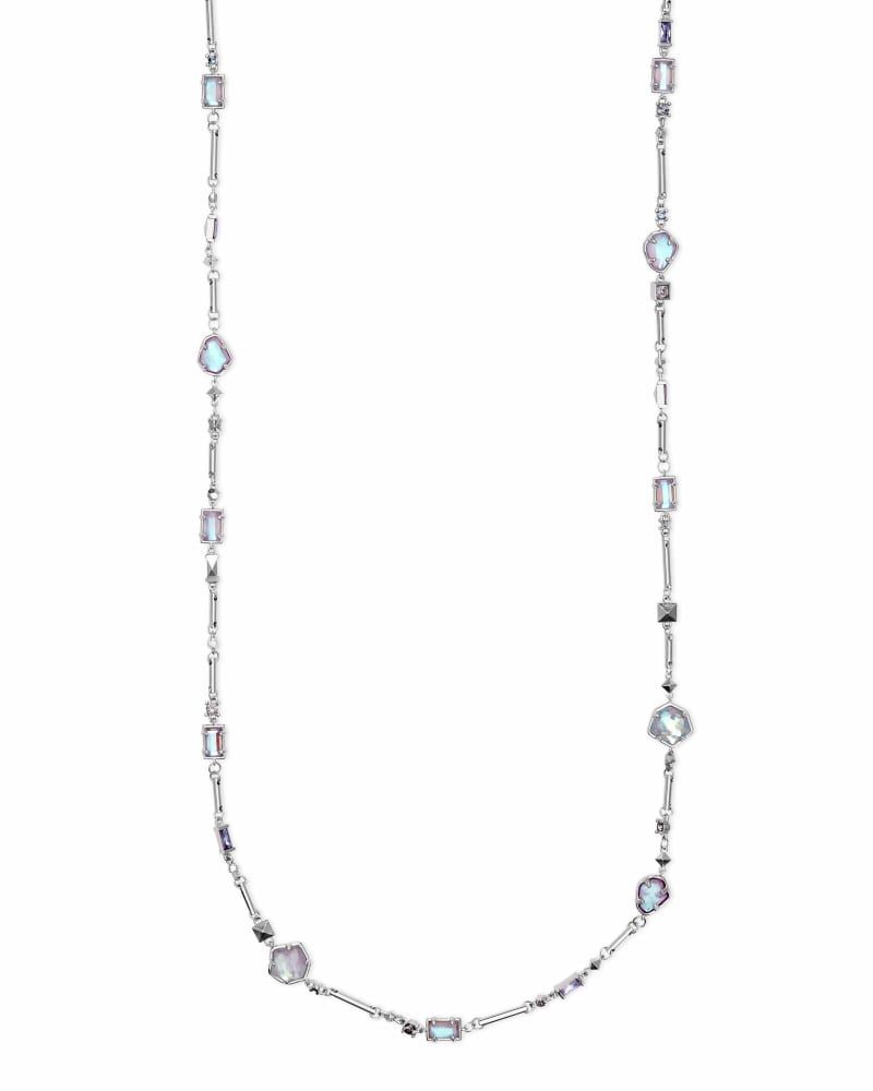 Kendra Scott Yazmin Silver Long Pendant Necklace in Amethyst Mix