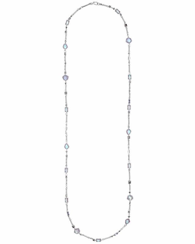 Kendra Scott Yazmin Silver Long Pendant Necklace in Amethyst Mix