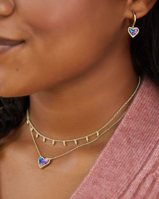 Kendra Scott Ari Heart Silver Pendant Necklace in Watercolor