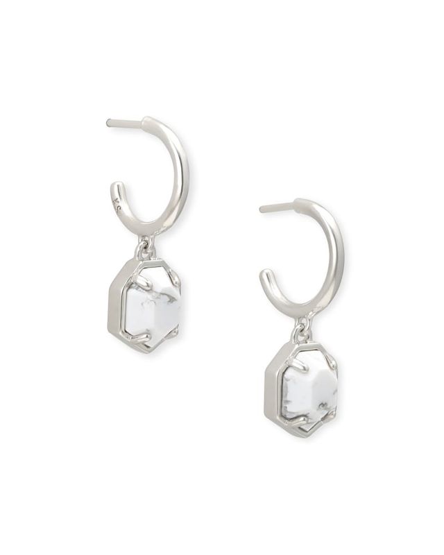 Kendra Scott Tomon Silver Huggie Earrings in White Howlite
