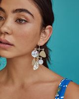 Kendra Scott Mckenna Vintage Gold Statement Earrings in White Mix