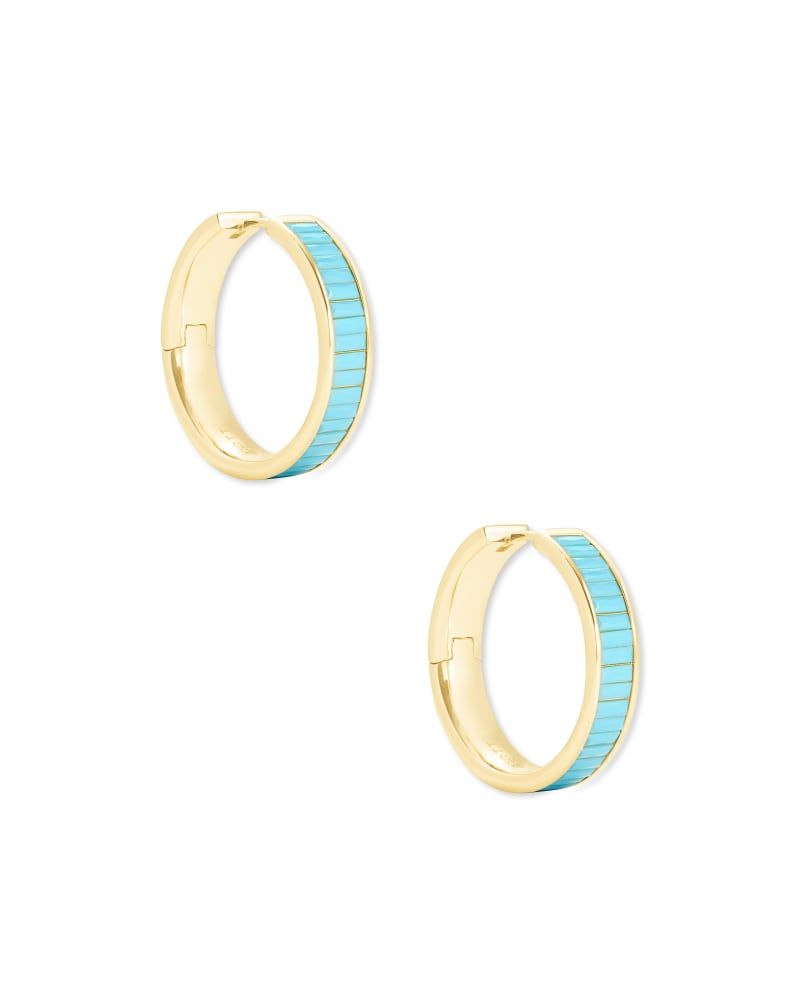 Kendra Scott Jack Gold Hoop Earrings in Turquoise Crystal The Summit