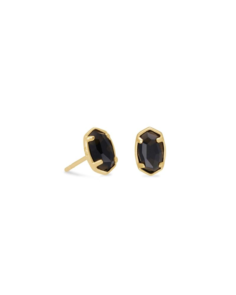 Kendra Scott Emilie Gold Stud Earrings in Black Obsidian The