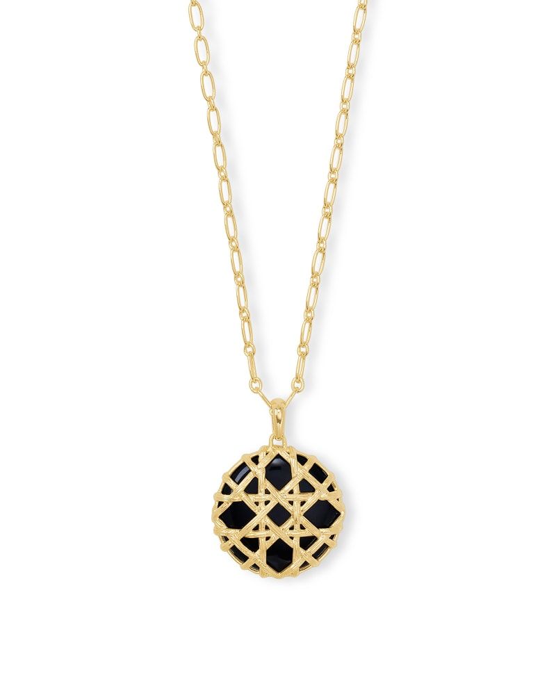 Golden discount obsidian pendant